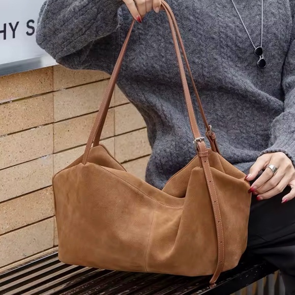 REVOLVE Handbags - NWOT REVOLVE Dual Straps Suede Shoulder Bag in Brown